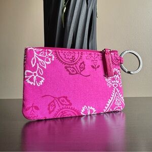 Vera Bradley Pink Zip ID Case in Stamped Paisley